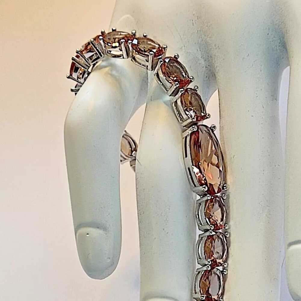 Zultanite, Csarite Round Tennis Bracelet, 925 Silver, Rhodium Plated